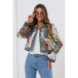 Kwiatowa kurtka jeansowa o skróconym kroju