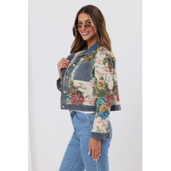Kwiatowa kurtka jeansowa o skróconym kroju