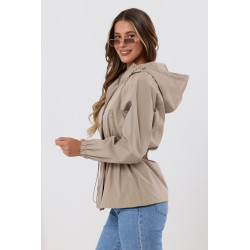 Kurtka przejściowa z kapturem i regulacją w talii