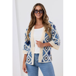 Szydełkowy kardigan z geometrycznym wzorem