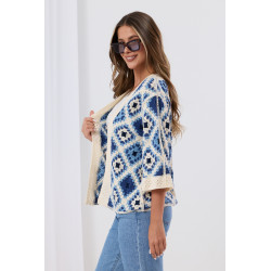 Szydełkowy kardigan z geometrycznym wzorem