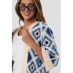 Szydełkowy kardigan z geometrycznym wzorem