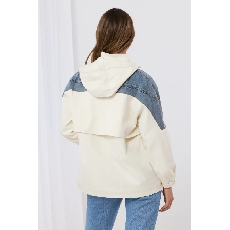 Kurtka parka z jeansowymi wstawkami