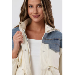 Kurtka parka z jeansowymi wstawkami