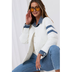 Pikowana kurtka z jeansowymi wstawkami