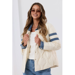 Pikowana kurtka z jeansowymi wstawkami