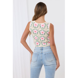 Bluzka szydełkowa crop top z geometrycznym wzorem