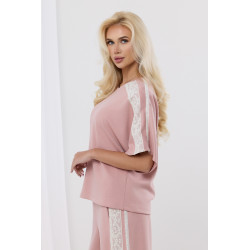 Bawełniana bluzka oversize z koronką na ramionach