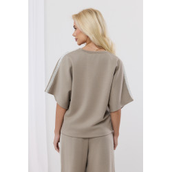 Bawełniana bluzka oversize z koronką na ramionach