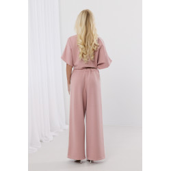 Bawełniane spodnie z koronkowymi lampasami