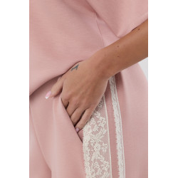 Bawełniane spodnie z koronkowymi lampasami