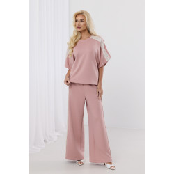 Bawełniane spodnie z koronkowymi lampasami