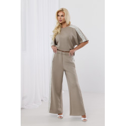 Bawełniane spodnie z koronkowymi lampasami