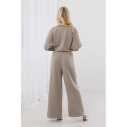 Bawełniane spodnie z koronkowymi lampasami