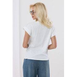 Bluzka z krótkim rękawem i koronkowymi wstawkami