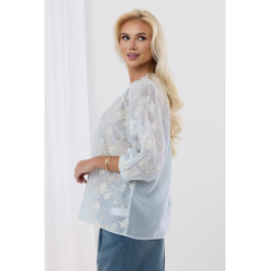 Zwiewna bluzka z haftem i troczkami