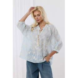 Zwiewna bluzka z haftem i troczkami