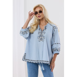 Bawełniana bluzka w stylu boho z troczkami