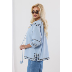 Bawełniana bluzka w stylu boho z troczkami