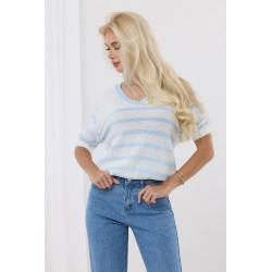 Sweter w paski z krótkim rękawem