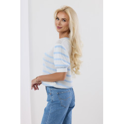 Sweter w paski z krótkim rękawem