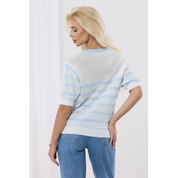 Sweter w paski z krótkim rękawem