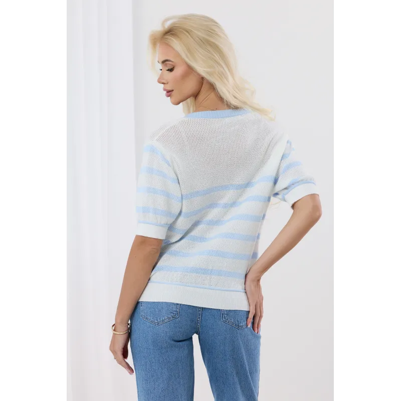 Sweter w paski z krótkim rękawem