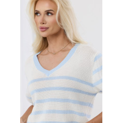 Sweter w paski z krótkim rękawem