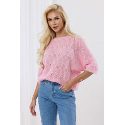 Ażurowy sweterek z rękawem 3/4