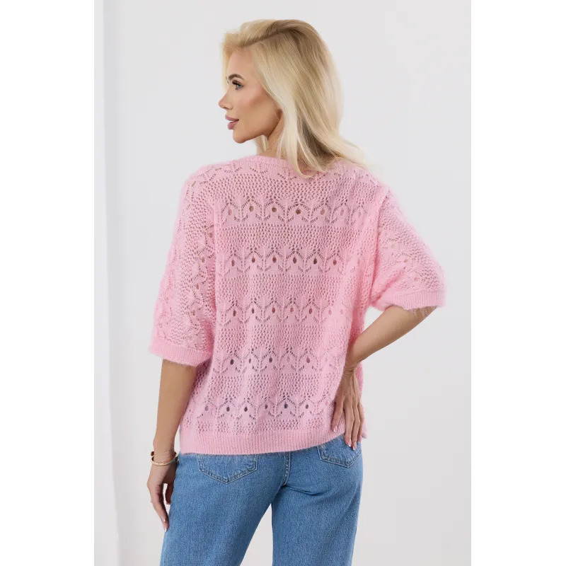 Ażurowy sweterek z rękawem 3/4