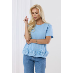 Bluzka z aplikacjami róż na dole