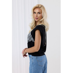 Bluzka z naszytą koronką w stylu bieliźnianym