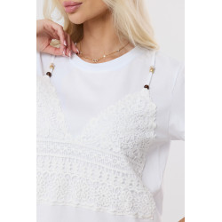 Bluzka z koronkowym gorsetem i ozdobnymi ramiączkami
