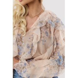 Bluzka szyfonowa w kwiaty z falbanami | Hurtownia odzieży z Włoch