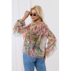 Bluzka szyfonowa w kwiaty z falbanami | Hurtownia odzieży z Włoch