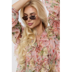 Bluzka szyfonowa w kwiaty z falbanami | Hurtownia odzieży z Włoch