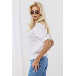 Ażurowy sweter w pastelowe paski