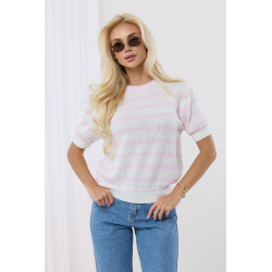 Ażurowy sweter w pastelowe paski