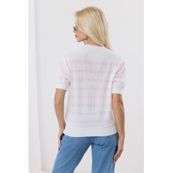 Ażurowy sweter w pastelowe paski