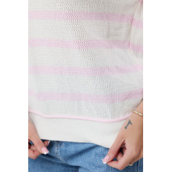 Ażurowy sweter w pastelowe paski