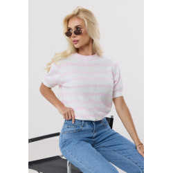 Ażurowy sweter w pastelowe paski