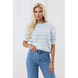 Ażurowy sweter w pastelowe paski