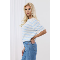 Ażurowy sweter w pastelowe paski