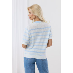 Ażurowy sweter w pastelowe paski
