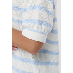 Ażurowy sweter w pastelowe paski