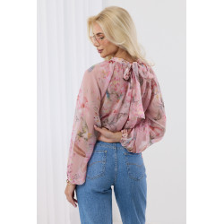 Elegancka bluzka z motywem kwiatowym i bufiastymi rękawami