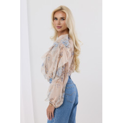 Zwiewna bluzka z falbanami i kwiatowym wzorem