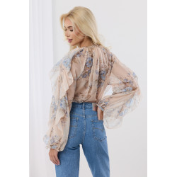 Zwiewna bluzka z falbanami i kwiatowym wzorem