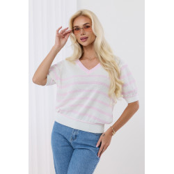 Sweter w paski z krótkim rękawem