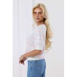 Sweter w paski z krótkim rękawem